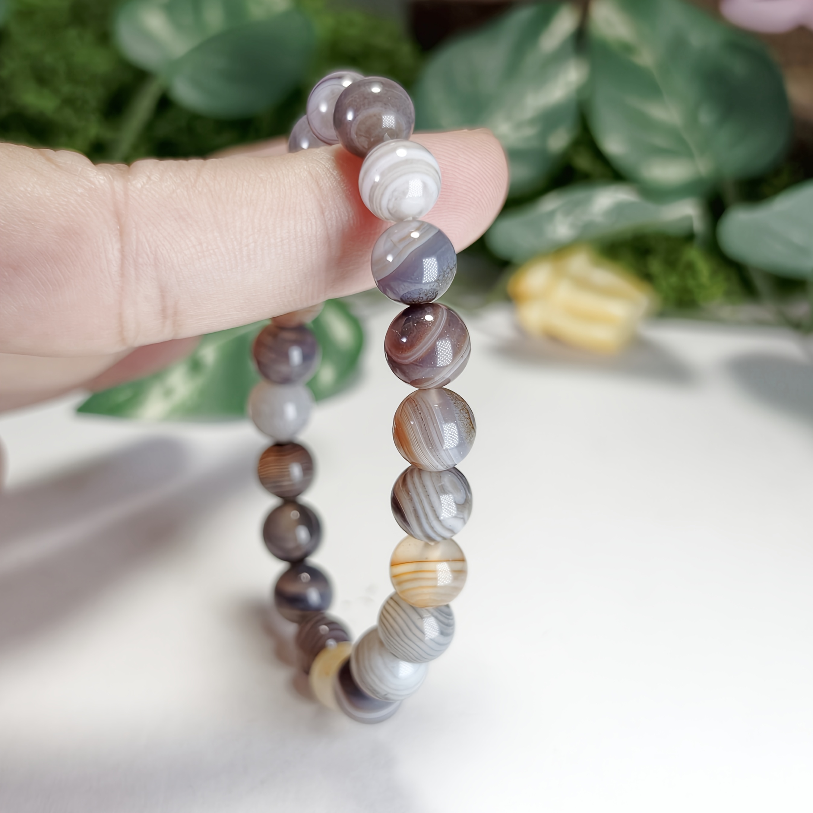7A Gray Persian Gulf Agate Bracelet, Unique Natural Stone